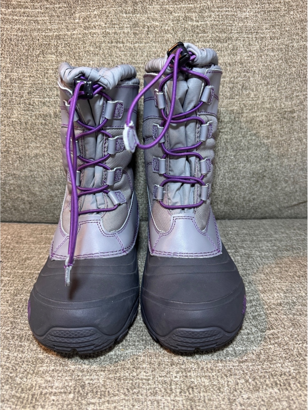 The North Face Kids Alpenglow IV Waterproof Winter Snow Boots Gray Purple Size 6